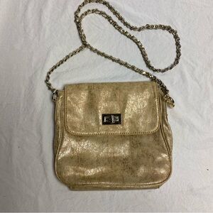 Chicos shoulder or crossbody bag. Mettalic gold. Chain strap